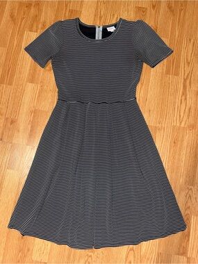 LulaRoe Striped Short-Sleeve Fit & Flare Dress - Black & White Size Medium